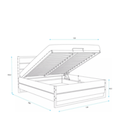 Eiken bed met metalen frame en opbergruimte