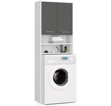 Wasmachine opbouw wit antraciet  wasmachine/ wasdroger  kast -