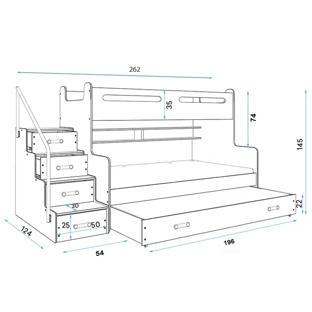 kinder/tienerbed Max 3 incl 3  matrassen