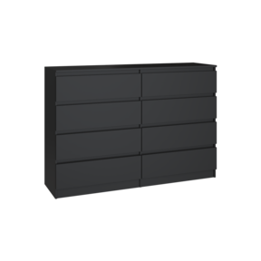 Ladekast  zwart  120 cm 8 lades