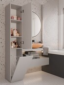 Opbergkast Met Wasmand-Creme-kolomkast met wasmand