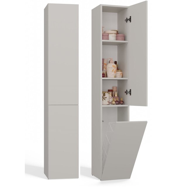 Opbergkast Met Wasmand-Creme-kolomkast met wasmand