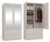 kledingkast  creme met spiegel 90 cm kledingkast  creme met spiegel 90 cm