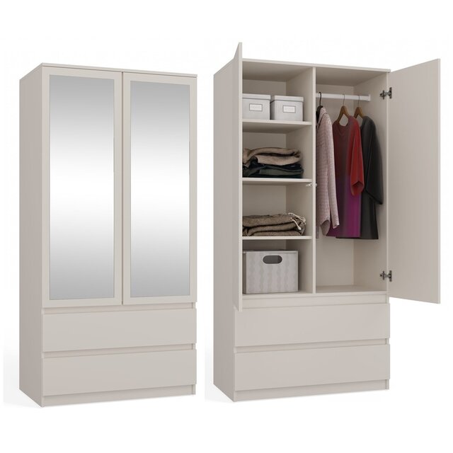 kledingkast  creme met spiegel 90 cm kledingkast  creme met spiegel 90 cm