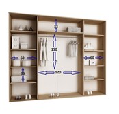 Kledingkast donker eiken zwart 250 cm Kledingkast donker eiken zwart 250 cm