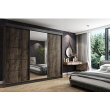 Kledingkast Amo zwart donker eiken 250 cm