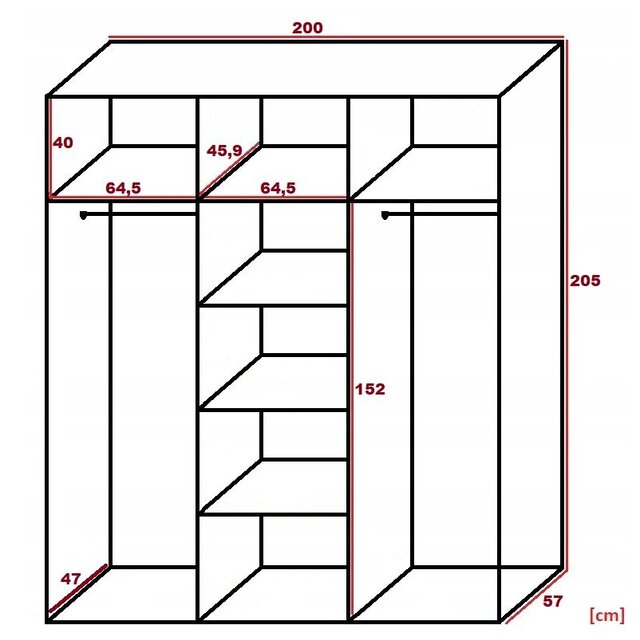 Schuifdeurkast  met spiegel  malani 200 cm