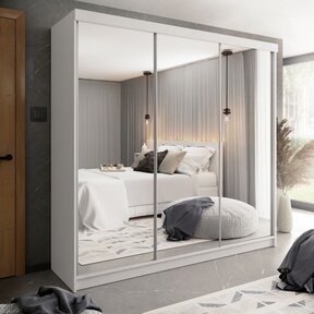 Kledingkast  wit met  spiegel 250 cm