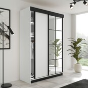 Schuifdeurkast  met spiegel  lamaro 167 cm wit zwart