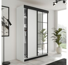 Schuifdeurkast  met spiegel  lamaro 167 cm wit zwart