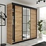 Maxy-shop Schuifdeurkast met spiegel eiken zwart lamaro 200 cm