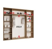 Kledingkast Amo Wit Zwart 250 cm breed