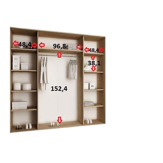 Kledingkast Amo Wit Zwart 250 cm breed