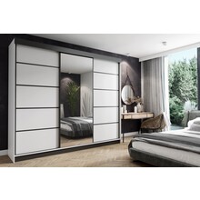 Kledingkast Amo zwart wit 250 cm