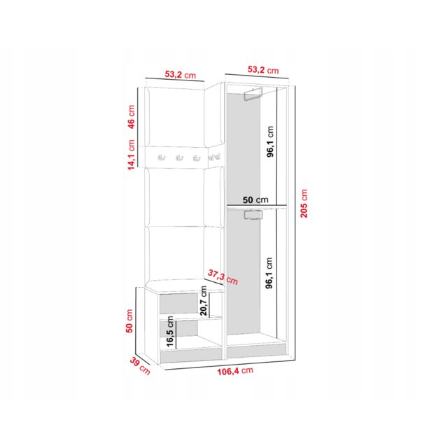 Halmeubel met Kapstok  en Spiegel Halmeubel met Kapstok  en Spiegel