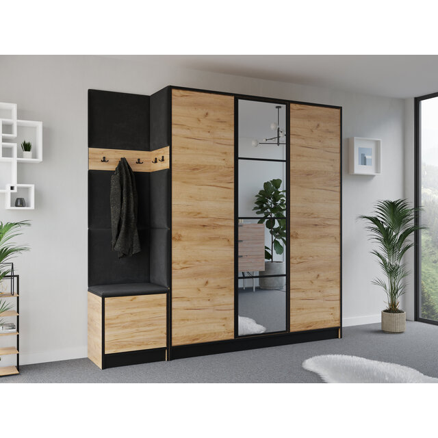 Halmeubel  Girona met Kapstok  en spiegel