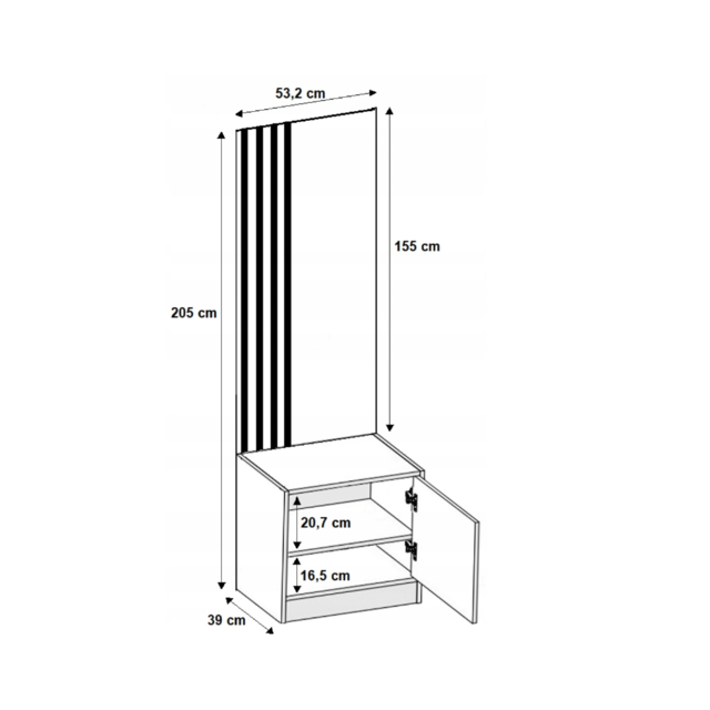 Halmeubel  Girona met Kapstok  en spiegel
