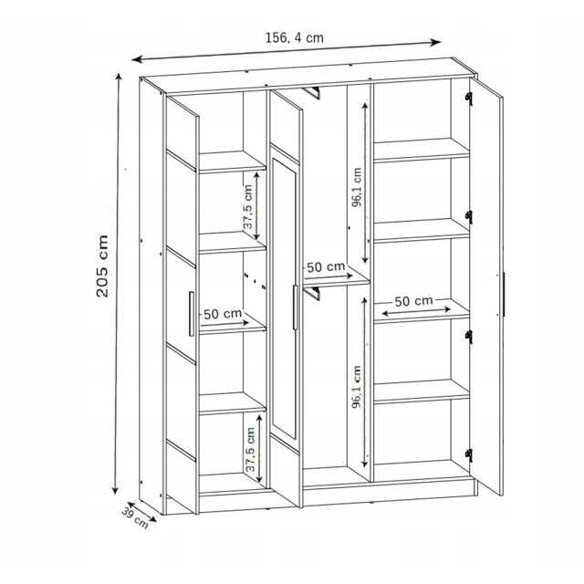 Halmeubel  Girona met Kapstok  en spiegel