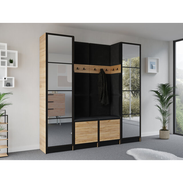 Halmeubel  Mataro met Kapstok  en 2  spiegels