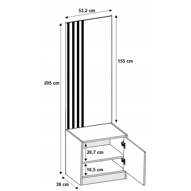 Halmeubel  Mataro met Kapstok  en 2  spiegels