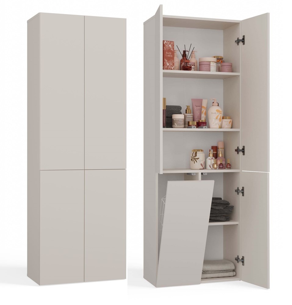 Vasagle badkamerkast met wasmand - Opbergkast gang / badkamer - met