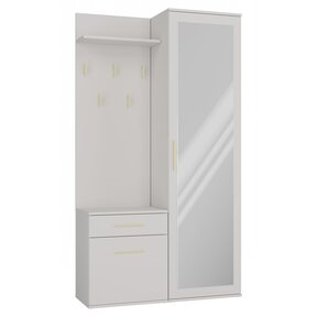 Halkast Met Kapstok en spiegel  creme