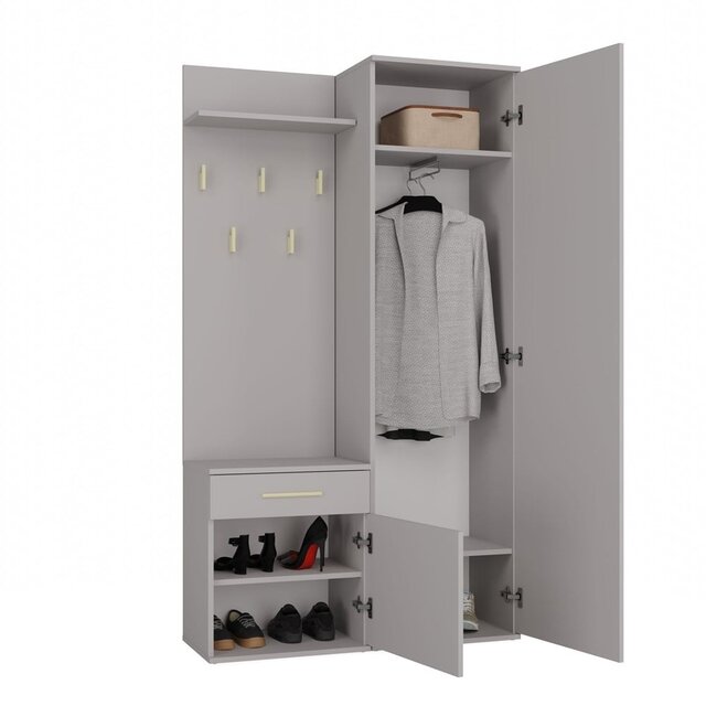 Halkast Met Kapstok en spiegel  klei