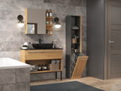 Opbergkast Met Wasmand Antraciet eiken Opbergkast Met Wasmand Antraciet eiken