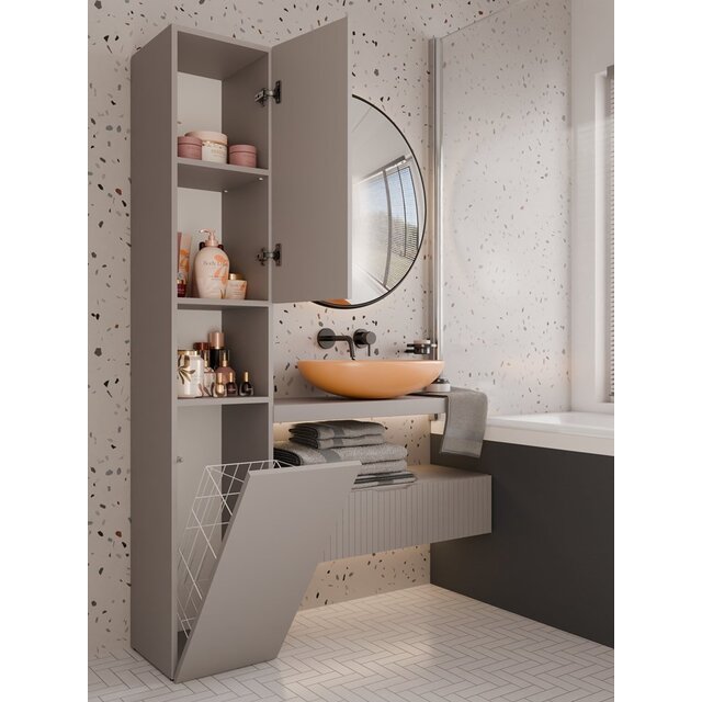 Opbergkast Met Wasmand-klei-kolomkast met wasmand