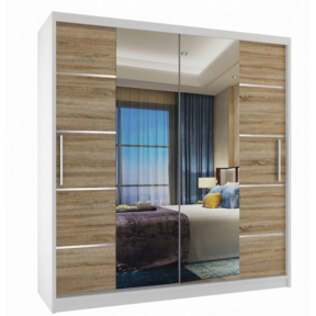 Kledingkast  wit licht eiken 133 cm