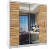 Kledingkast  wit eiken 133cm met spiegel - Kledingkast  wit eiken 133cm met spiegel -