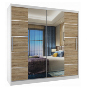 Kledingkast  wit licht eiken 200 cm