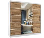 Kledingkast wit eiken  200 cm  met spiegel en 2 lades