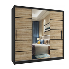 Kledingkast zwart licht eiken  200 cm