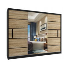 Kledingkast zwart licht eiken 235 cm