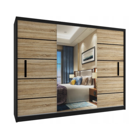 Kledingkast zwart licht eiken 235 cm