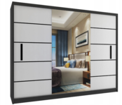 Kledingkast zwart wit 235 cm  met spiegel en lades