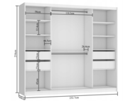 Kledingkast wit eiken 235 cm  met spiegel en lades