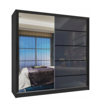 Kledingkast  158 cm zwart antraciet  glans