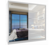 Kledingkast wit glans 158 cm breed met spiegel en 2 lades