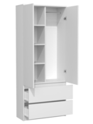 Kledingkast creme 90 cm met legplanken en roedestang