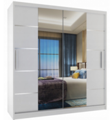 Kledingkast  wit 158 cm breed met spiegel en 2 lades