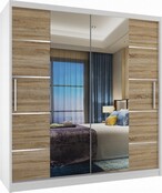 Kledingkast wit licht eiken 158 cm breed met spiegel en 2 lades