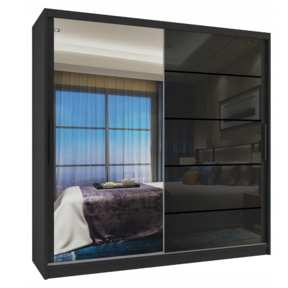 Kledingkast zwart  glans  133 cm