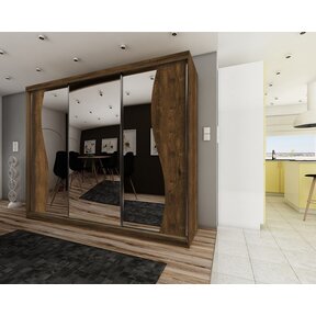 Kledingkast eiken met spiegel 250 cm