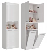 Badkamerkast wit glans met 2 wasmanden Badkamerkast wit glans met 2 wasmanden