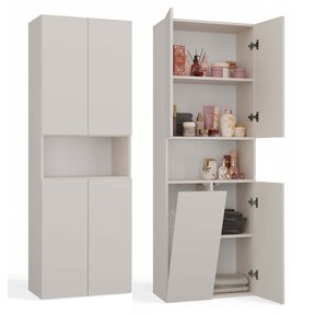 Badkamerkast  1dk met wasmand  creme