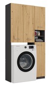 Wasmachine Ombouw Antraciet Eiken-Opbouwmeubel -Wasmachinekast