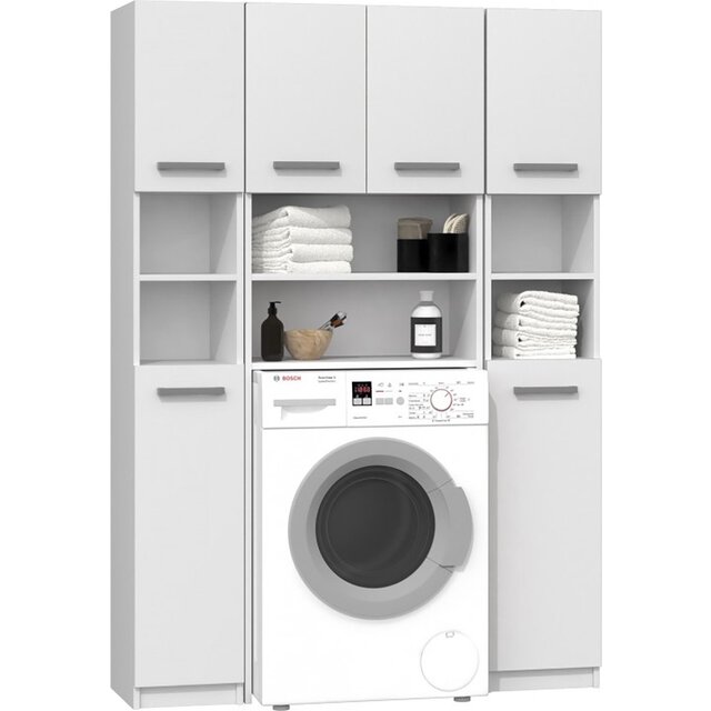 Wasmachinekast Met 2 kolomkasten Wit