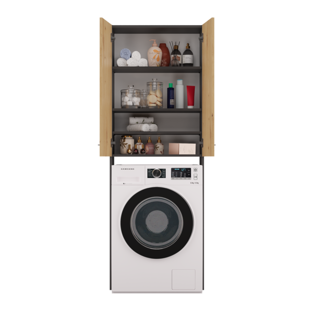 Wasmachine Opbouw-Antraciet Eikenkleur Wasmachine Opbouw-Antraciet Eikenkleur